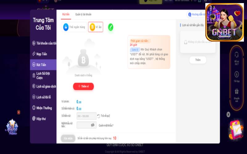 Người chơi tuân thủ quy định rút tiền GNBet cung cấp